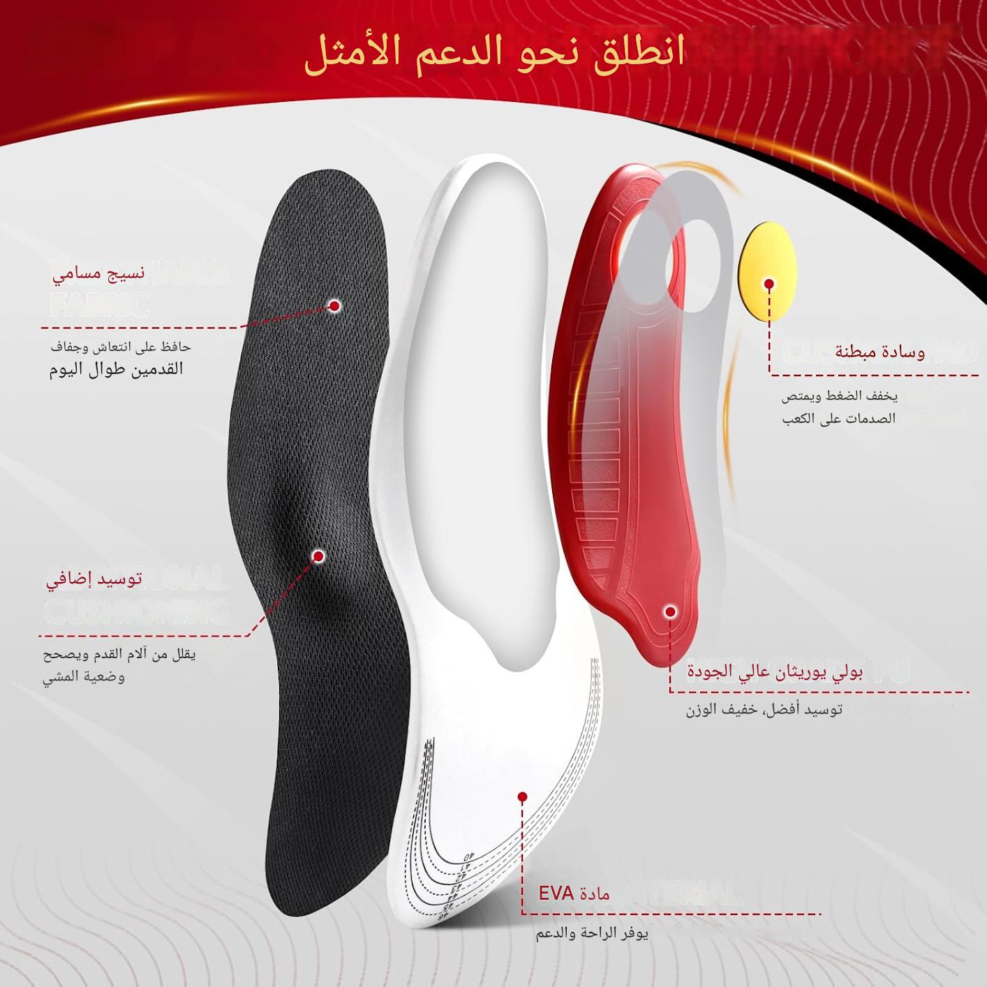 دعامات أحذية ذات دعم قوس عالٍ للأقدام المسطحة